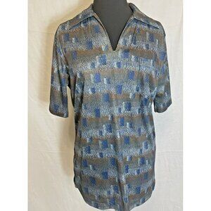 Vintage Jaccar of California Geometric Print Polo Shirt Large 70s Disco Vibe
